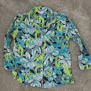 Lilly Pulitzer Pajamas M Navy and Green Floral
